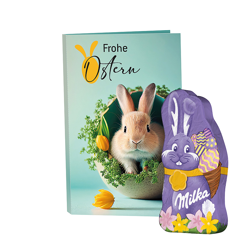 Promotion card, business card format, Milka mini chocolate Easter bunny - 