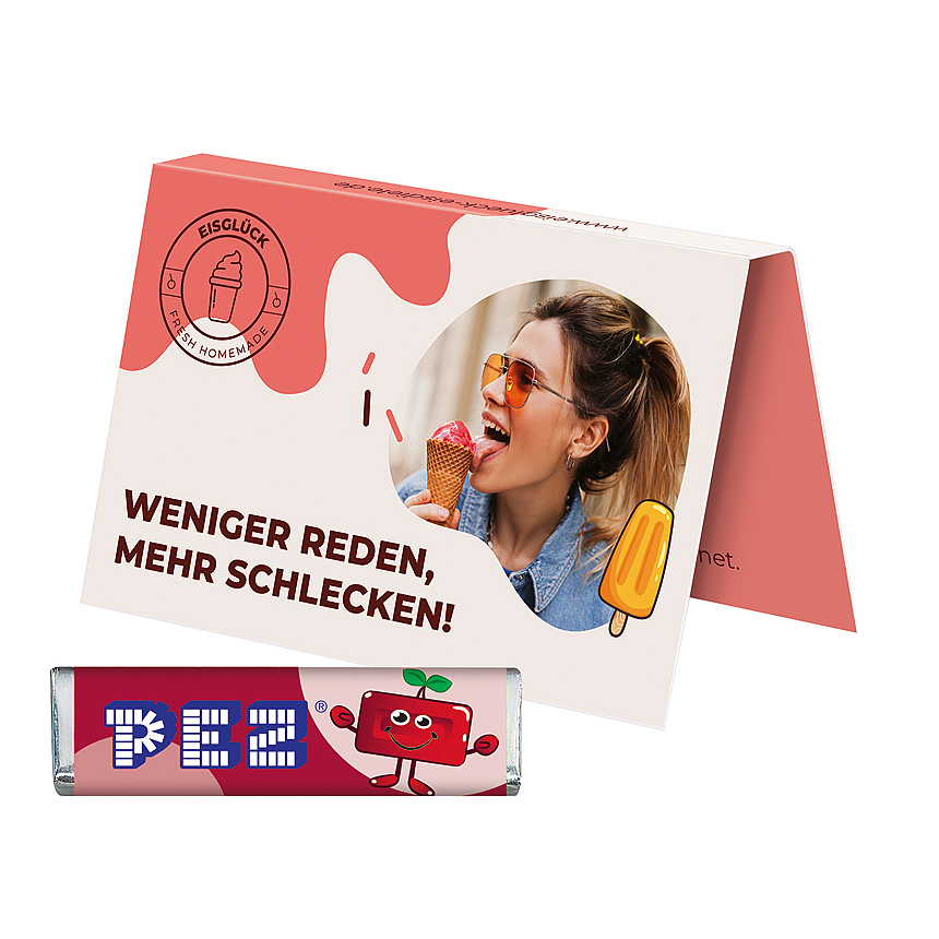 Promotion card, business card format, PEZ candy bar, cherry - Promotion card, business card format, PEZ candy bar, cherry -