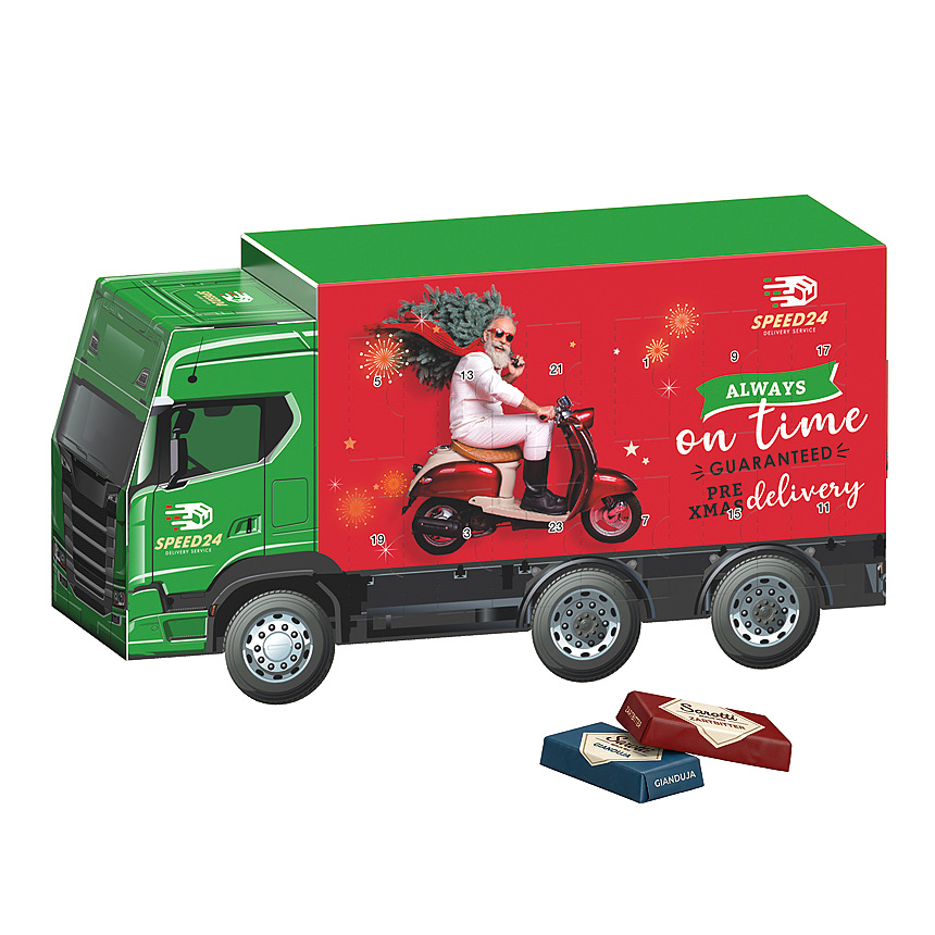 Adventní kalendář kamion, Sarotti čokoládové tyčinky mix - Adventní kalendář kamion, Sarotti čokoládové tyčinky mix -