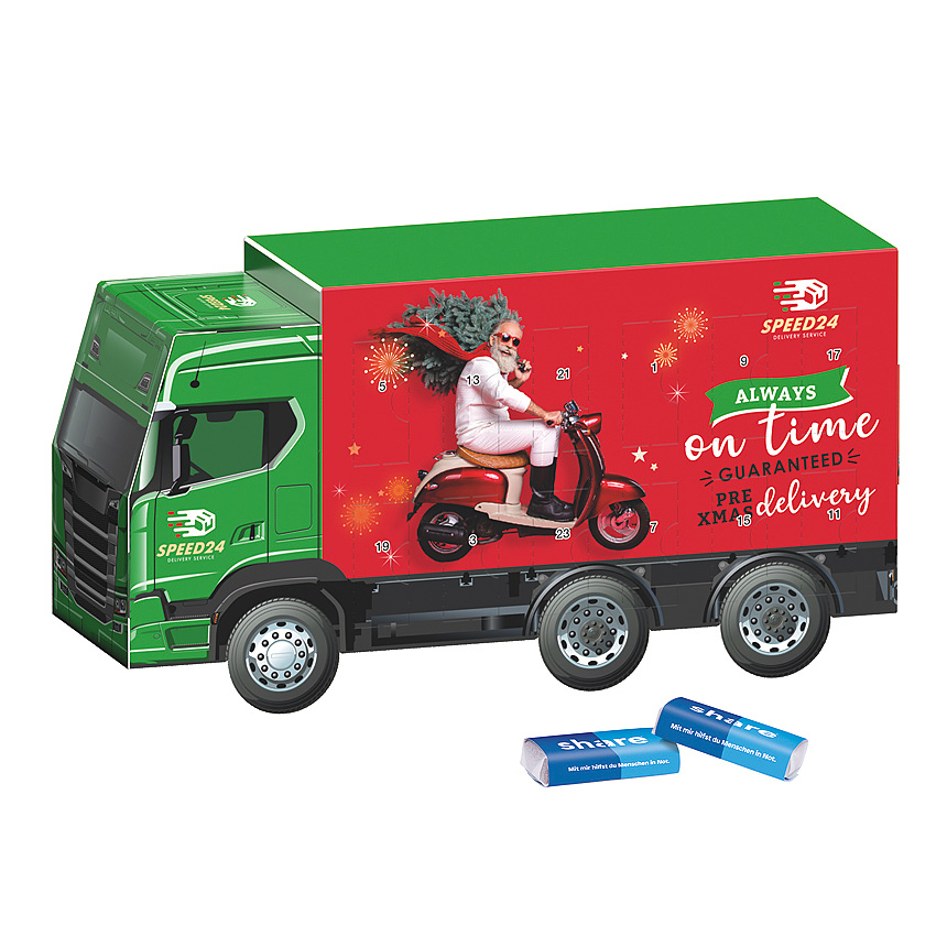 Adventní kalendář kamion, share mini čokoládové tyčinky - Adventní kalendář kamion, share mini čokoládové tyčinky -