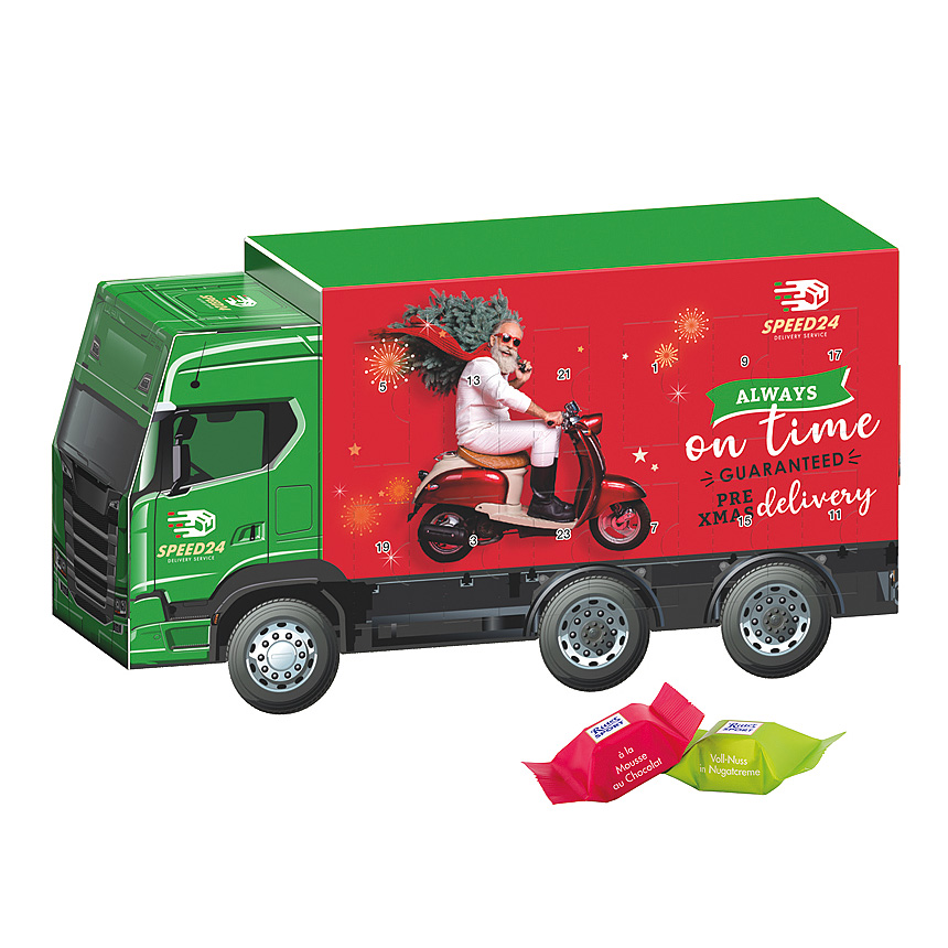 Adventní kalendář kamion, Ritter SPORT čokoládové kostky - Adventní kalendář kamion, Ritter SPORT čokoládové kostky -