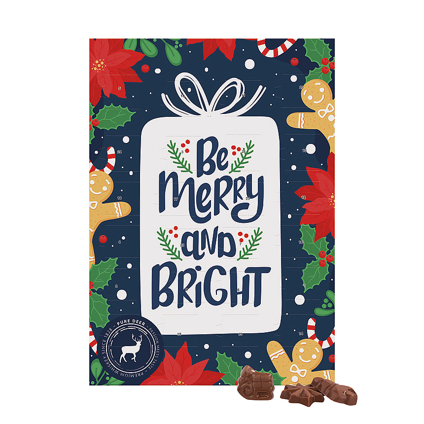 Klasick&yacute; n&aacute;stěnn&yacute; adventn&iacute; kalend&aacute;ř, na v&yacute;&scaron;ku, plněn&yacute; ml&eacute;čnou čokol&aacute;dou Friedel - 