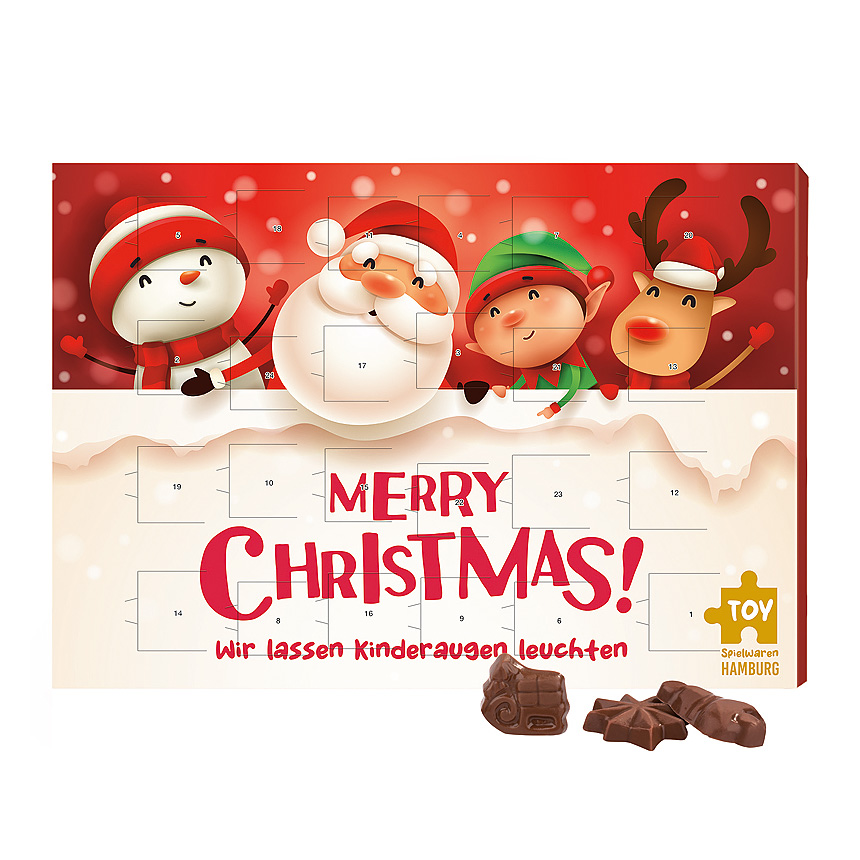 Klasick&yacute; n&aacute;stěnn&yacute; adventn&iacute; kalend&aacute;ř, na &scaron;&iacute;řku, plněn&yacute; ml&eacute;čnou čokol&aacute;dou Friedel - 