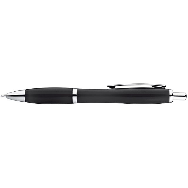 Multicolour plastic ball pen with metal clip - black