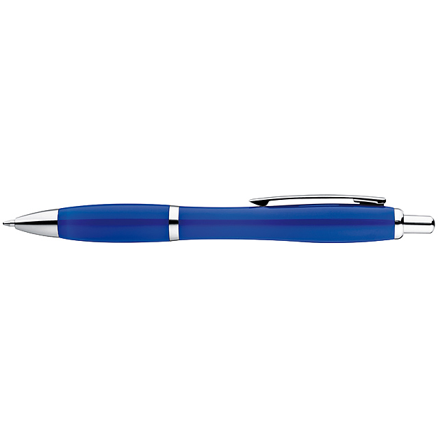 Multicolour plastic ball pen with metal clip - blue
