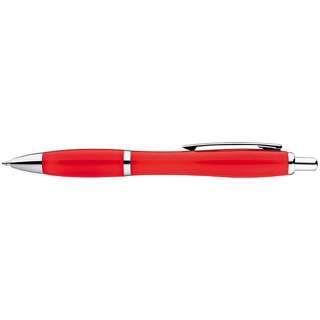 Plastkugelschreiber mit Metallclip - Rot