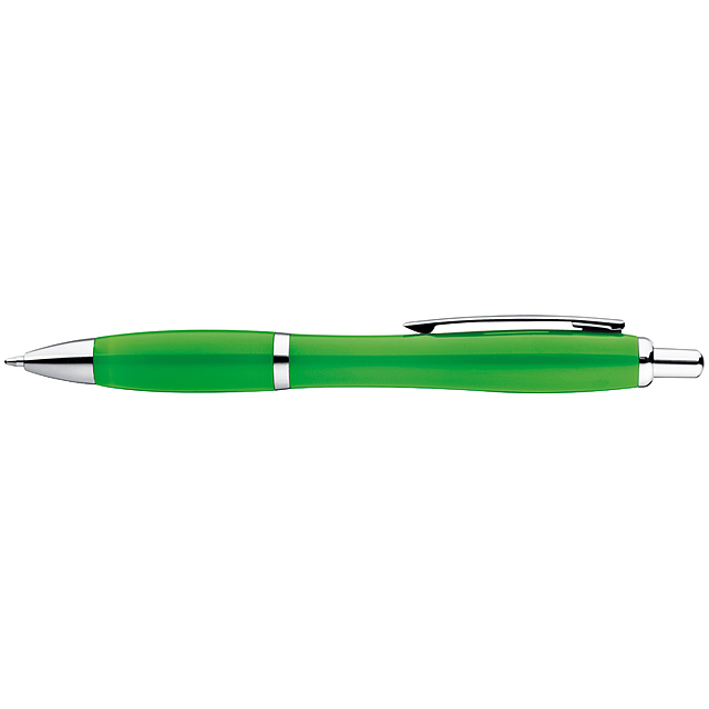 Multicolour plastic ball pen with metal clip - green
