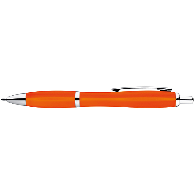 Multicolour plastic ball pen with metal clip - orange