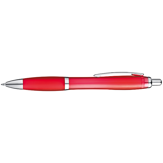 Transparenter Kugelschreiber mit Metallclip - Rot