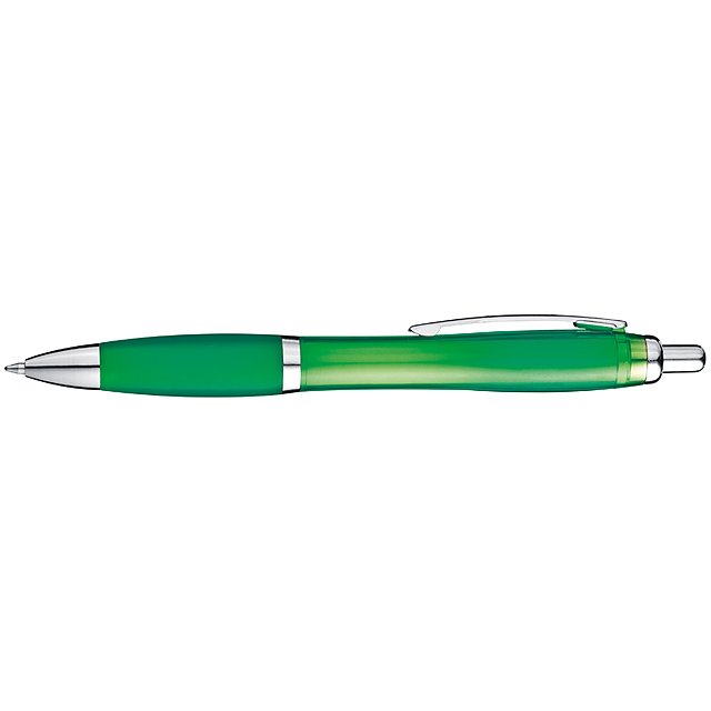 Transparenter Kugelschreiber mit Metallclip - Grün
