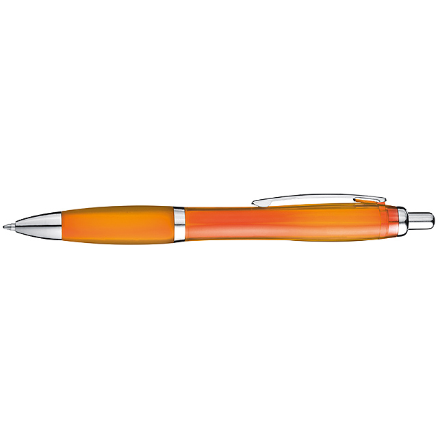 Transparenter Kugelschreiber mit Metallclip - Orange