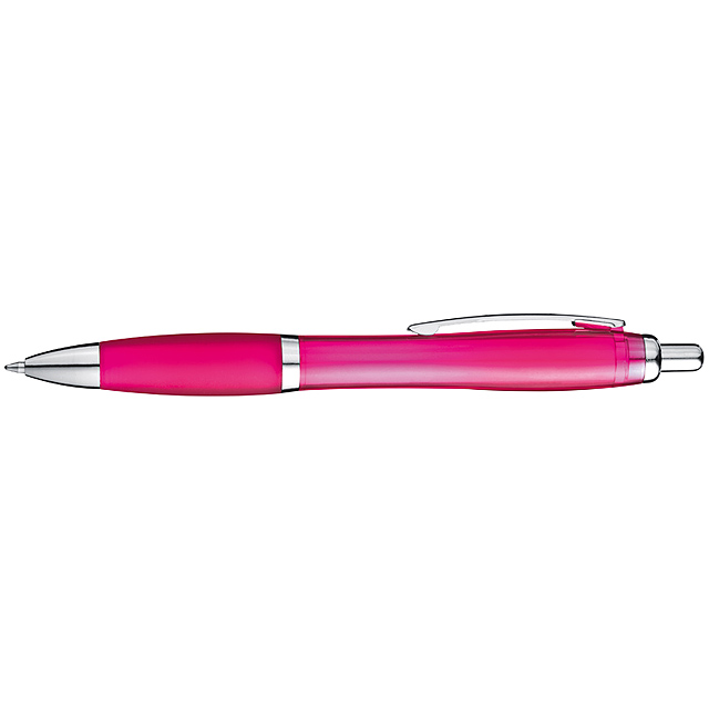 Transparenter Kugelschreiber mit Metallclip - Rosa