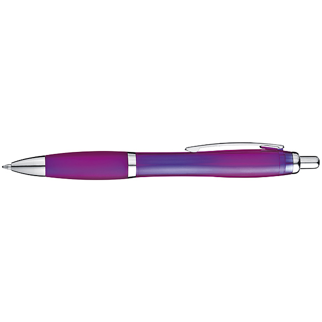 Transparenter Kugelschreiber mit Metallclip - Violett