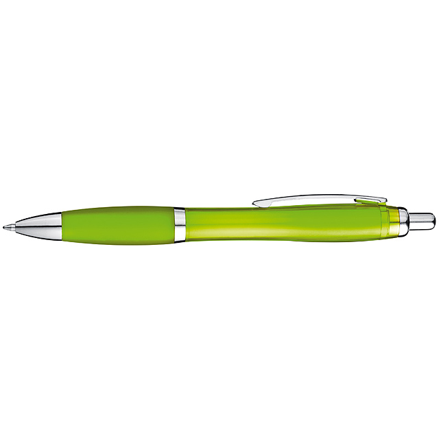 Transparent ball pen with Guma grip - lime