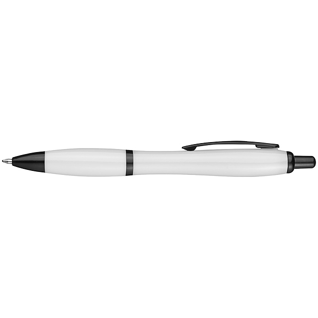 Guľôčkové pero s čiernymi prvkami - biela