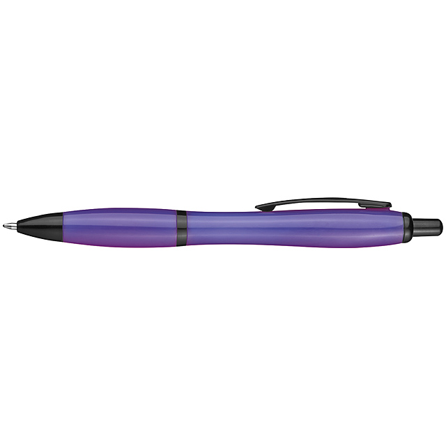 Kugelschreiber mit schwarzen Applikationen - Violett