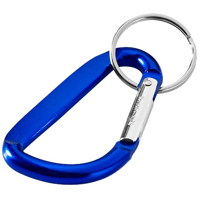 Hliníková karabína s krúžkom na kľúče - modrá