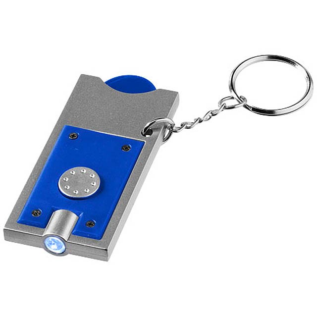 Allegro LED keychain light with coin holder - royal blue