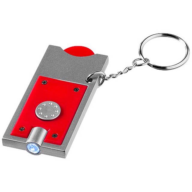Allegro LED keychain light with coin holder - red