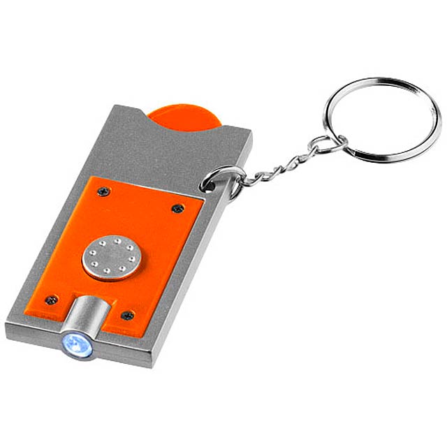 Přívěsek na klíče Allegro s žetonem do vozíku a svítilnou - oranžová