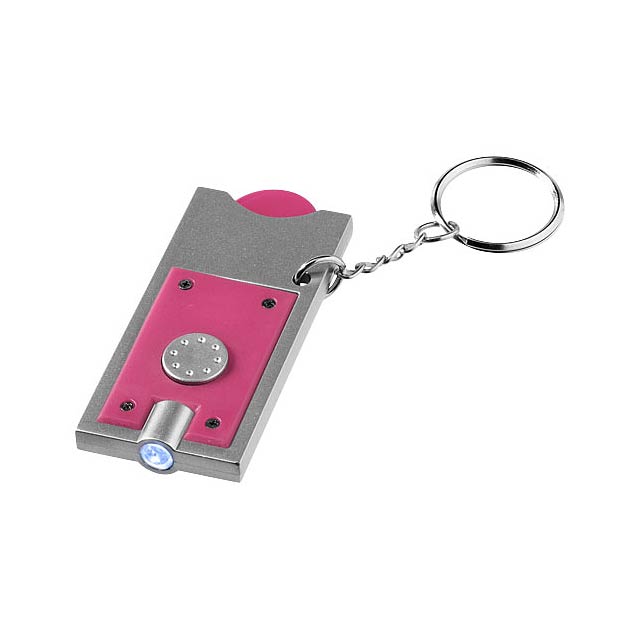 Klíčenkový držák na žeton Allegro s LED svítilnou - fuchsiová (tm. ružová)
