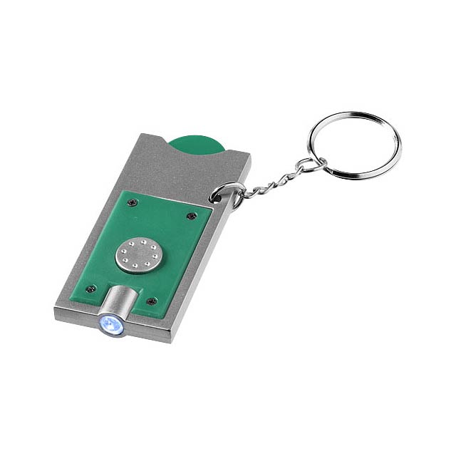 Allegro LED keychain light with coin holder - green
