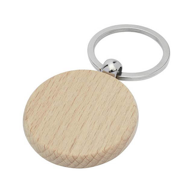 Giovanni beech wood round keychain - wood