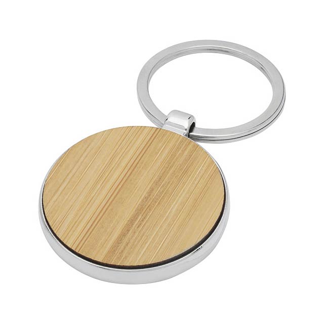 Nino bamboo round keychain - wood