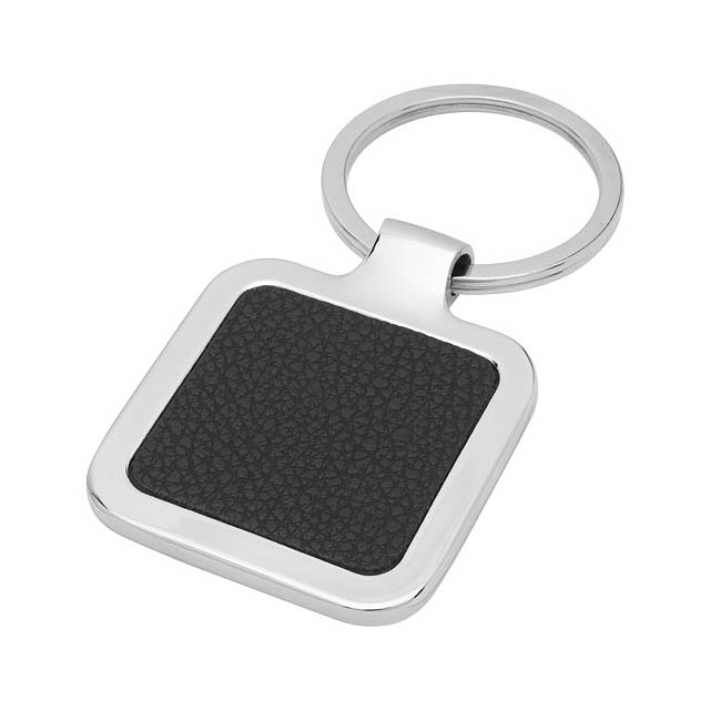 Piero laserable PU leather squared keychain - black