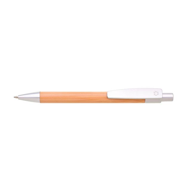 BORGO ballpoint pen, bamboo/plastic - silver