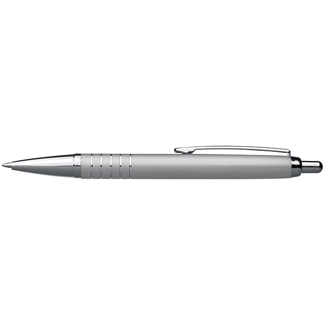 Aluminium ball pen with 5 silver rings - grey