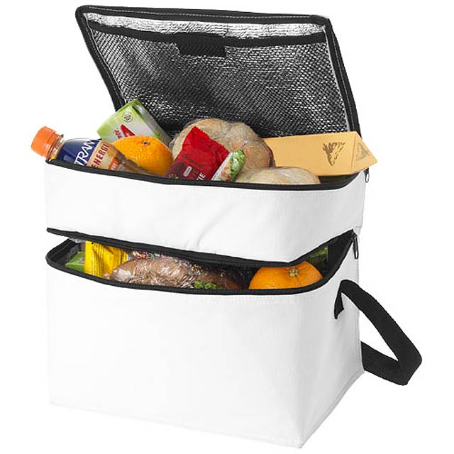 Oslo 2-zippered compartments cooler bag - white