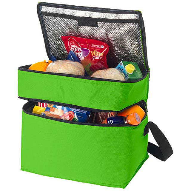Oslo 2-zippered compartments cooler bag - green