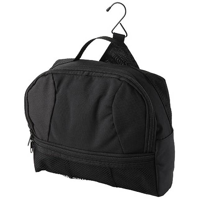 Global toiletry bag with metal hook - black