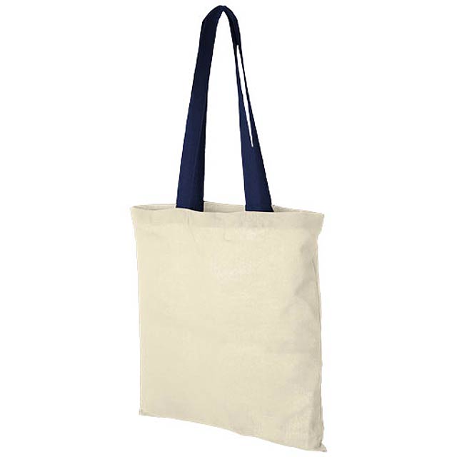 Nevada 100 g/m² cotton tote bag coloured handles - beige