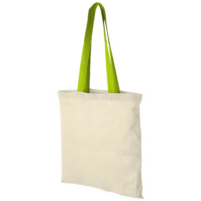 Nevada 100 g/m² cotton tote bag coloured handles - beige