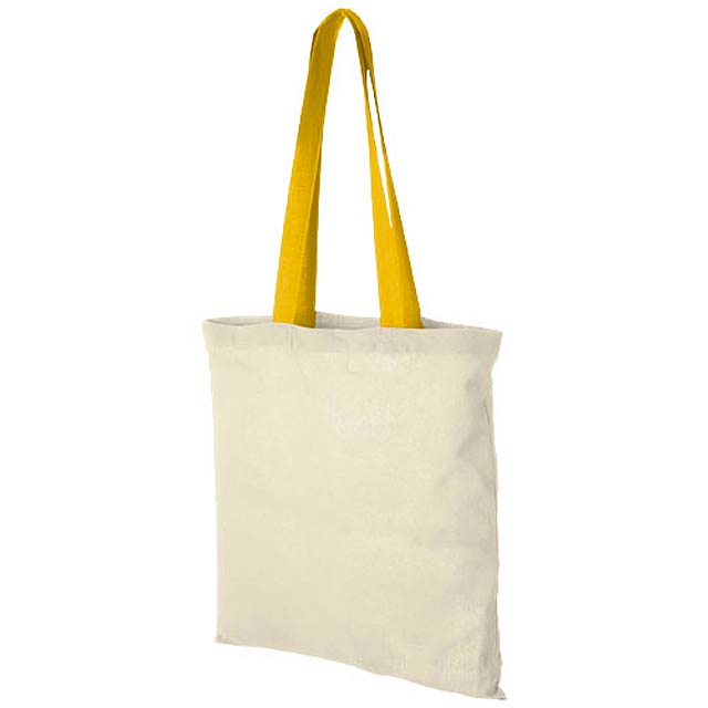 Nevada 100 g/m² cotton tote bag coloured handles - beige