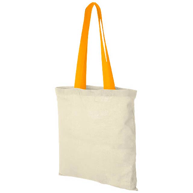 Nevada 100 g/m² cotton tote bag coloured handles - beige