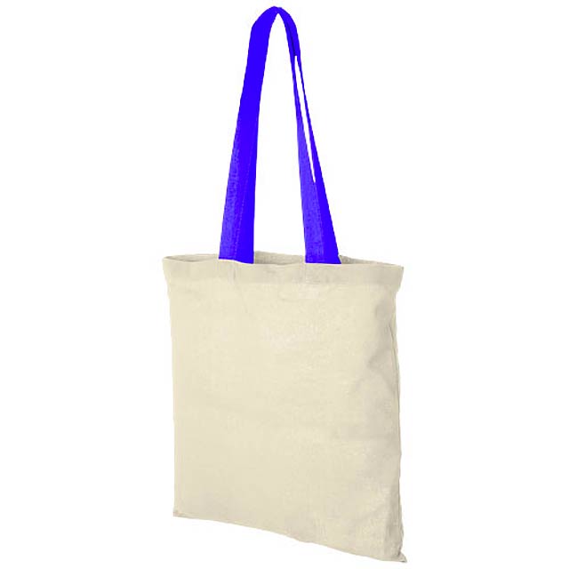 Nevada 100 g/m² cotton tote bag coloured handles - beige