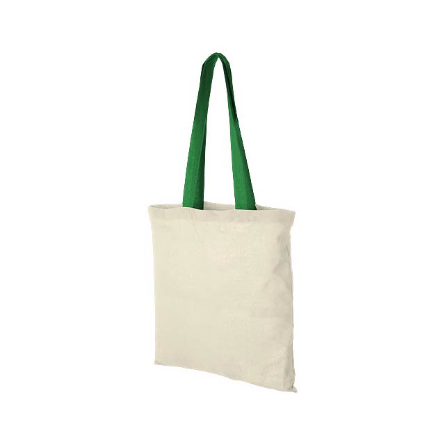 Nevada 100 g/m² cotton tote bag coloured handles - beige