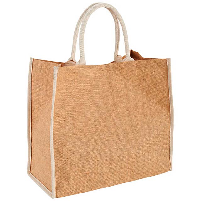 Harry coloured edge jute tote bag - beige