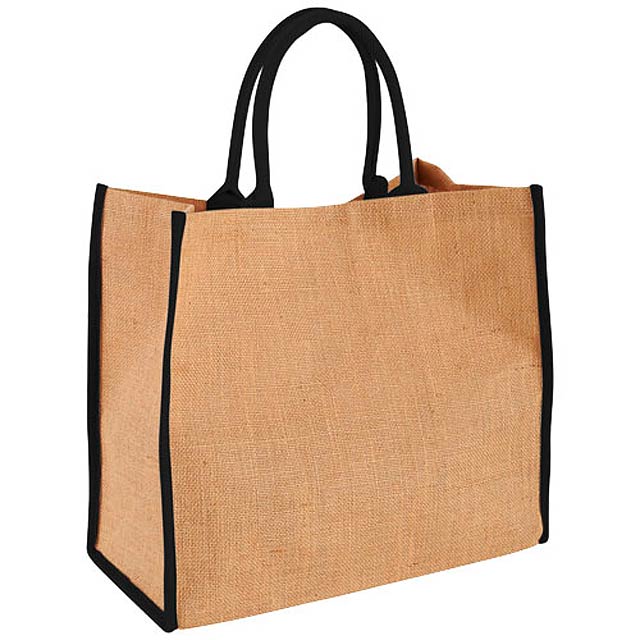 Harry coloured edge jute tote bag - beige