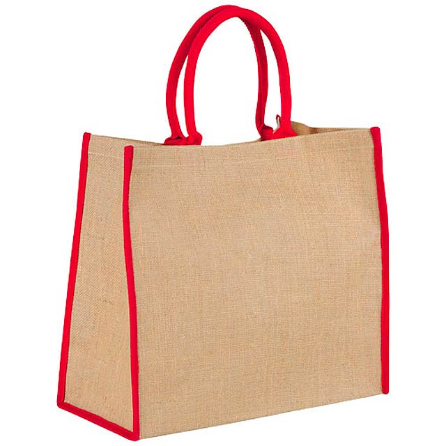 Harry coloured edge jute tote bag - beige