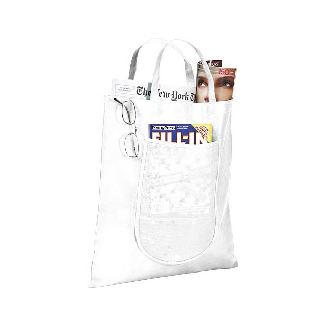 Maple buttoned foldable non-woven tote bag - white