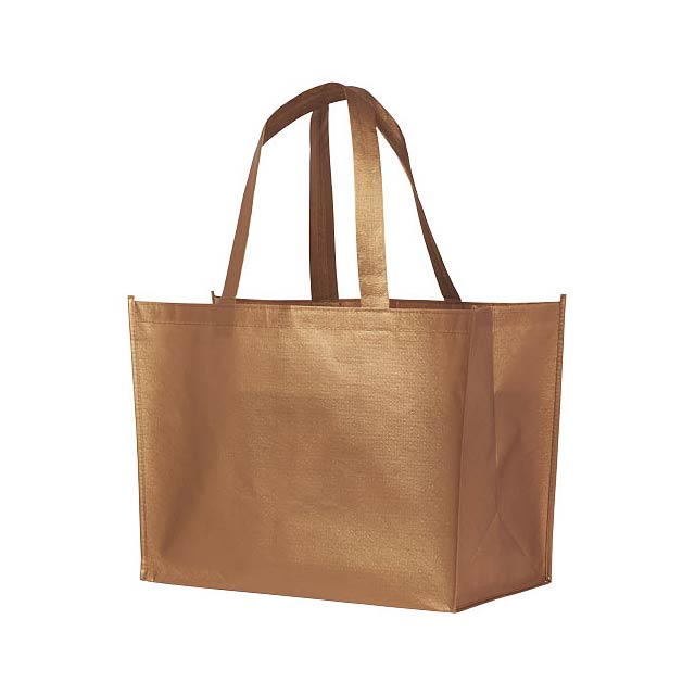 Alloy laminated non-woven shopping tote bag - bronze