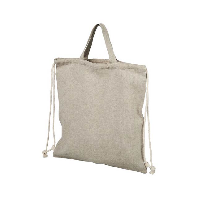 Pheebs batoh se stahovací šňůrkou ze směsi recyklované bavlny a polyesteru 150 g/m² - béžová