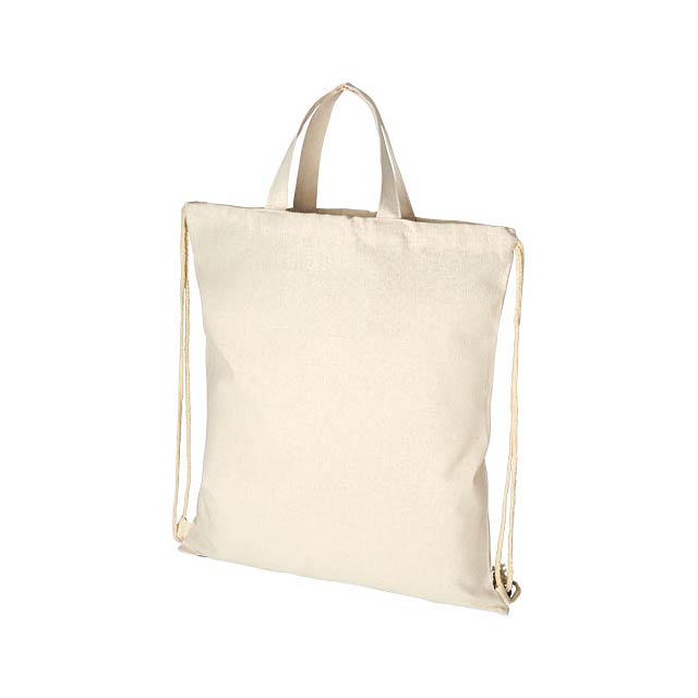 Pheebs šňůrkový batoh z recyklované bavlny 210 g/m² - béžová