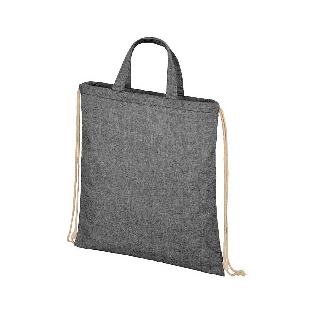 Pheebs šňůrkový batoh ze směsi recyklované bavlny a polyesteru 210 g/m² - černá