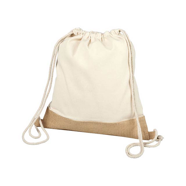 Delhi cotton jute drawstring backpack 5L - beige