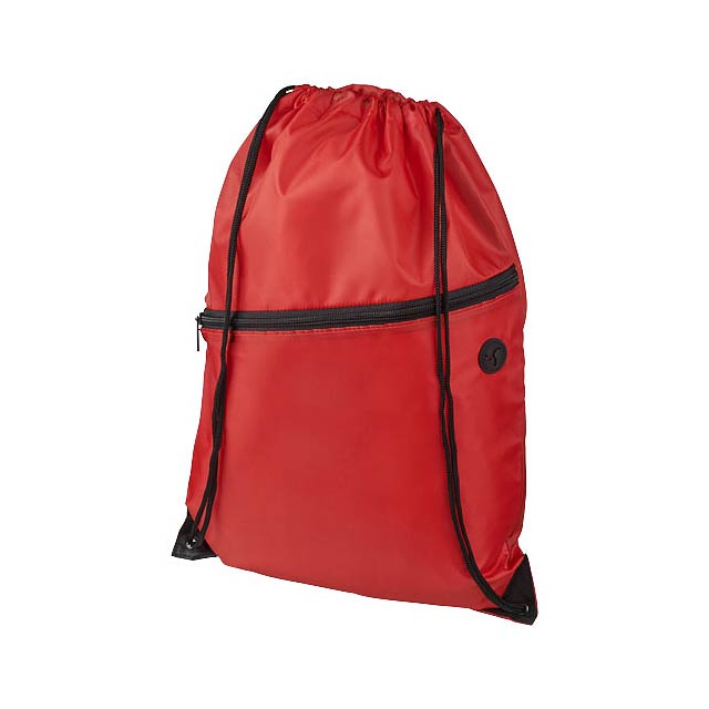 Oriole šňůrkový batoh se zipem - transparentná červená